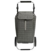 Ruime boodschappen trolley met koelvak grijs ruit - thumbnail