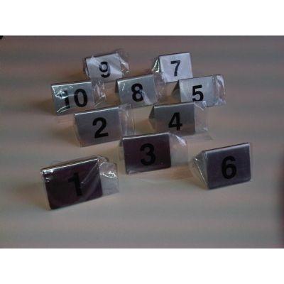 Bordje / tafelnummer set 1 tot 10 rvs