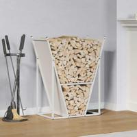 VidaXL Brandhoutrek 69,5x35x81 cm koudgewalst staal wit - thumbnail