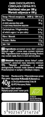 Cocoa 99% Dark Chocolate Reep Cocoa 99% Dark Chocolate Reep