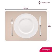 Cookinglife Placemats - Dubbelzijdig - Vegan leer - Bruin / Zand 46 x 33 cm - 6 Stuks - thumbnail