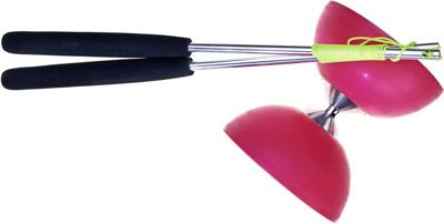 Eureka Rubber diabolo met aluminium stokken - roze Eureka Rubber diabolo met aluminium stokken - roze