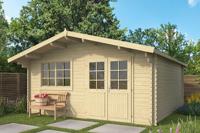 Tuindeco Hendrick Blokhut 500x500 cm + luifel 70 cm 44 mm vuren blank- Zadeldak- Onbehandeld vurenhout- Tuindeco - thumbnail