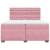 Boxspring met matras fluweel roze 200x200 cm - thumbnail