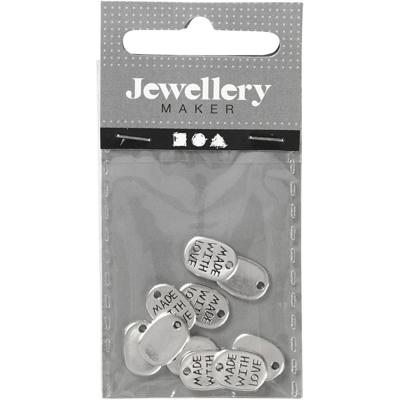 Creativ Company Sieraden hanger, l: 12 mm, b: 8 mm, gatgrootte 1 mm, verzilverd, 10 stuk/ 1 doos