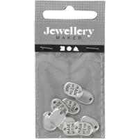 Creativ Company Sieraden hanger, l: 12 mm, b: 8 mm, gatgrootte 1 mm, verzilverd, 10 stuk/ 1 doos - thumbnail