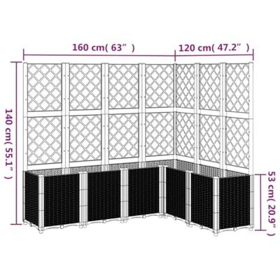 Plantenbak met latwerk 160x120x140 cm polypropeen grijs Plantenbak met latwerk 160x120x140 cm polypropeen grijs