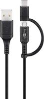 goobay Oplaad- en synchronisatie-combinatiekabel USB-A > Micro-USB / USB-C - thumbnail