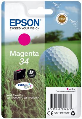Epson inktcartridge 34, 300 pagina's, OEM C13T34634010, magenta Epson inktcartridge 34, 300 pagina's, OEM C13T34634010, magenta