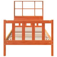 Bed met boekenkast zonder matras massief hout wasbruin 75x190cm - thumbnail