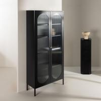 Nohr Vitrinekast 'Tilla' 180 x 80cm, kleur Zwart - thumbnail