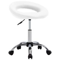 Werkstoel rollend kunstleer wit - thumbnail