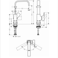 Wastafelmengkraan Metropol HansGrohe Eengreeps 230 met Rechte Greep en Push-Open Afvoer Chroom - thumbnail
