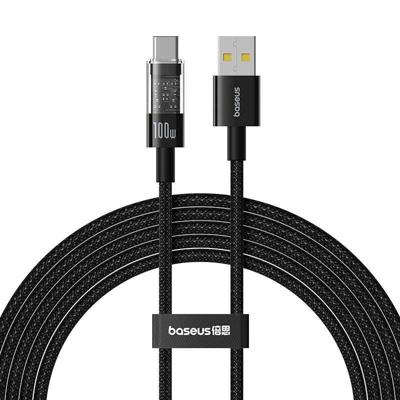 Baseus Gem USB A naar USB C snellaadkabel 2 m 100 W Zwart
