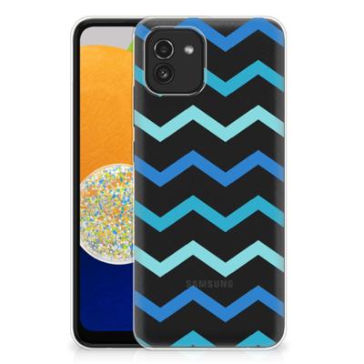 Samsung Galaxy A03 | TPU bumper | Zigzag Blauw