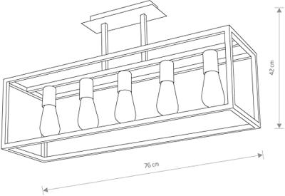 Lyora Strakke hanglampCrate 5-lichts zwart - 9047
