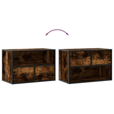 Tv-meubel 60x31x39,5 cm bewerkt hout metaal gerookt eikenkleur
