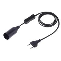 E14 Wire Cap schakelaar lamp houder kroonluchter stopcontact met 1.5 m verlengkabel EU stekker (zwart) - thumbnail