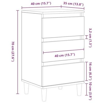 Nachtkastje met lade Zwart eiken 40 x 35 x 70 cm Bewerkt hout