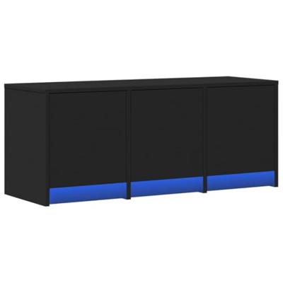 Tv-meubel met LED 97x34x40 cm bewerkt hout zwart