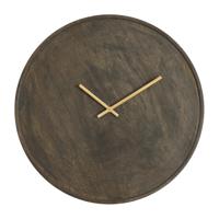 Light & Living Klok 'Veti' Mangohout, 41cm, kleur Donkerbruin - thumbnail