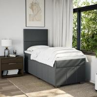 Boxspring met matras stof donkergrijs 140x200 cm - thumbnail