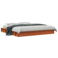 Bedframe zonder matras massief grenenhout wasbruin 200x200 cm - thumbnail