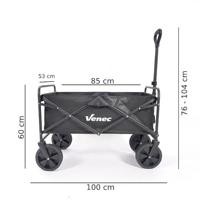 Venec Opvouwbare Bolderkar - Lichtgewicht en Robuust - Max. Draagvermogen 150 kg - Compact Ontwerp 87 x 54 x 76 cm - Verstelbare Stang - Massieve Banden - Inclusief Bidonhouder - Zwart - thumbnail