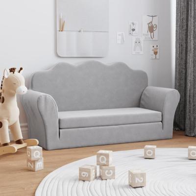 Kinderslaapbank 2-zits zacht pluche lichtgrijs Kinderslaapbank 2-zits zacht pluche lichtgrijs