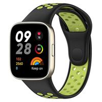 By Qubix - Siliconen sportband - Zwart met groen - Compatible met Xiaomi Redmi Watch 3 - Compatible Xiaomi bandje - thumbnail