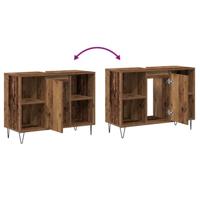 Badkamerkast met plank Oud hout 80 x 33 x 60 cm Bewerkt hout - thumbnail