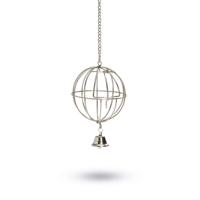 Chroom voederbal met deur en bel - 12 cm - thumbnail