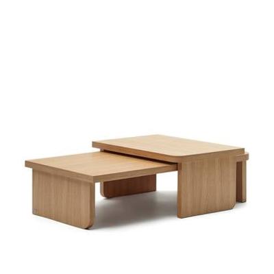 Kave Home Salontafel 'Oaq' Set van 2 stuks, Eiken