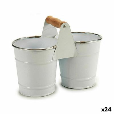 Grondlegger Ibergarden Wit Zilverkleurig Hout Zink Dubbel 20 x 15 x 10,2 cm 20,5 x 15 x 10,2 cm (24 Stuks)