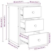 Nachtkastje met lade Bruin Massief Gerecycled Hout - thumbnail