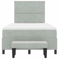 Boxspringbed met Matras & Bank Lichtgrijs 120x200 cm Fluweel - thumbnail