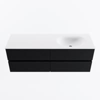 MONDIAZ VICA 140cm badmeubel onderkast Urban 4 lades. Wastafel MOON rechts 1 kraangat, kleur Talc. - thumbnail