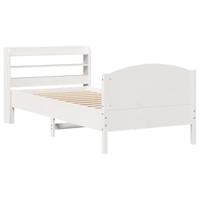 Bedframe zonder matras massief grenenhout wit 75x190 cm - thumbnail