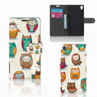 Sony Xperia Z3 | Telefoonhoesje | Met pasjeshouder | Vrolijke Uilen - thumbnail