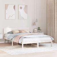 Bedframe met hoofdeinde Wit 150 x 200 cm Massief grenenhout - thumbnail