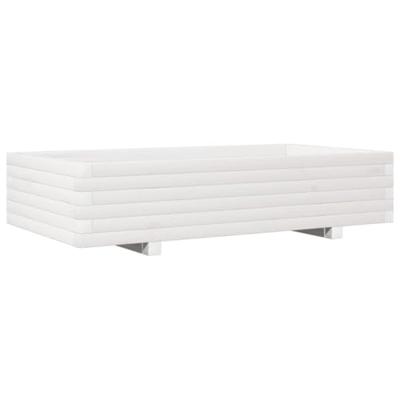 Plantenbak 110x60x26,5 cm massief grenenhout wit
