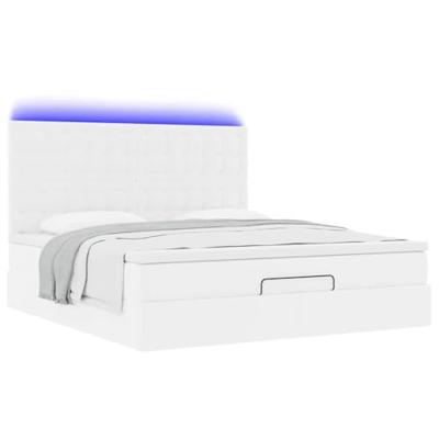Ottoman bed met matras en LED's 180x200cm kunstleer wit