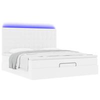 Ottoman bed met matras en LED's 180x200cm kunstleer wit - thumbnail