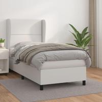 Boxspring met matras kunstleer wit 100x200 cm - thumbnail