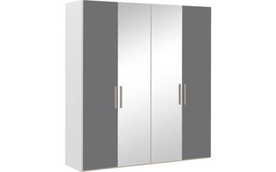 Goossens Kledingkast Easy Storage Ddk, Kledingkast 203 cm breed, 220 cm hoog, 2x glas draaideur en 2x spiegel draaideur midden