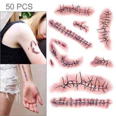 S-263 50 PCS Halloween terreur realistische wond letsel litteken tijdelijke tattoo sticker