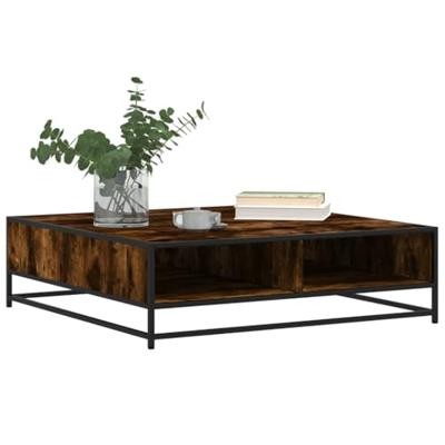Salontafel 100x100x30 cm bewerkt hout en metaal gerookt eiken