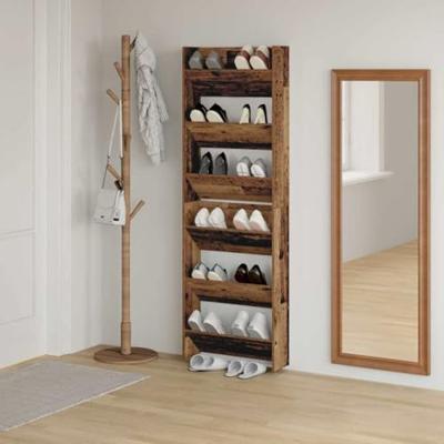 VidaXL Schoenenkast 2 pcs oudhout 60 x 18 x 90 cm bewerkt hout VidaXL Schoenenkast 2 pcs oudhout 60 x 18 x 90 cm bewerkt hout