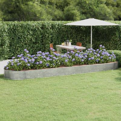 VidaXL Plantenbak 523x140x36 cm gepoedercoat staal zilverkleurig