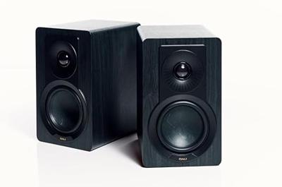 DALI KUPID Premium Compacte Passieve HiFi-plankluidspreker, 2-weg design met 4,5 inch woofer en 1 inch tweeter, inclusief wandhouder (paar) - Black Ash